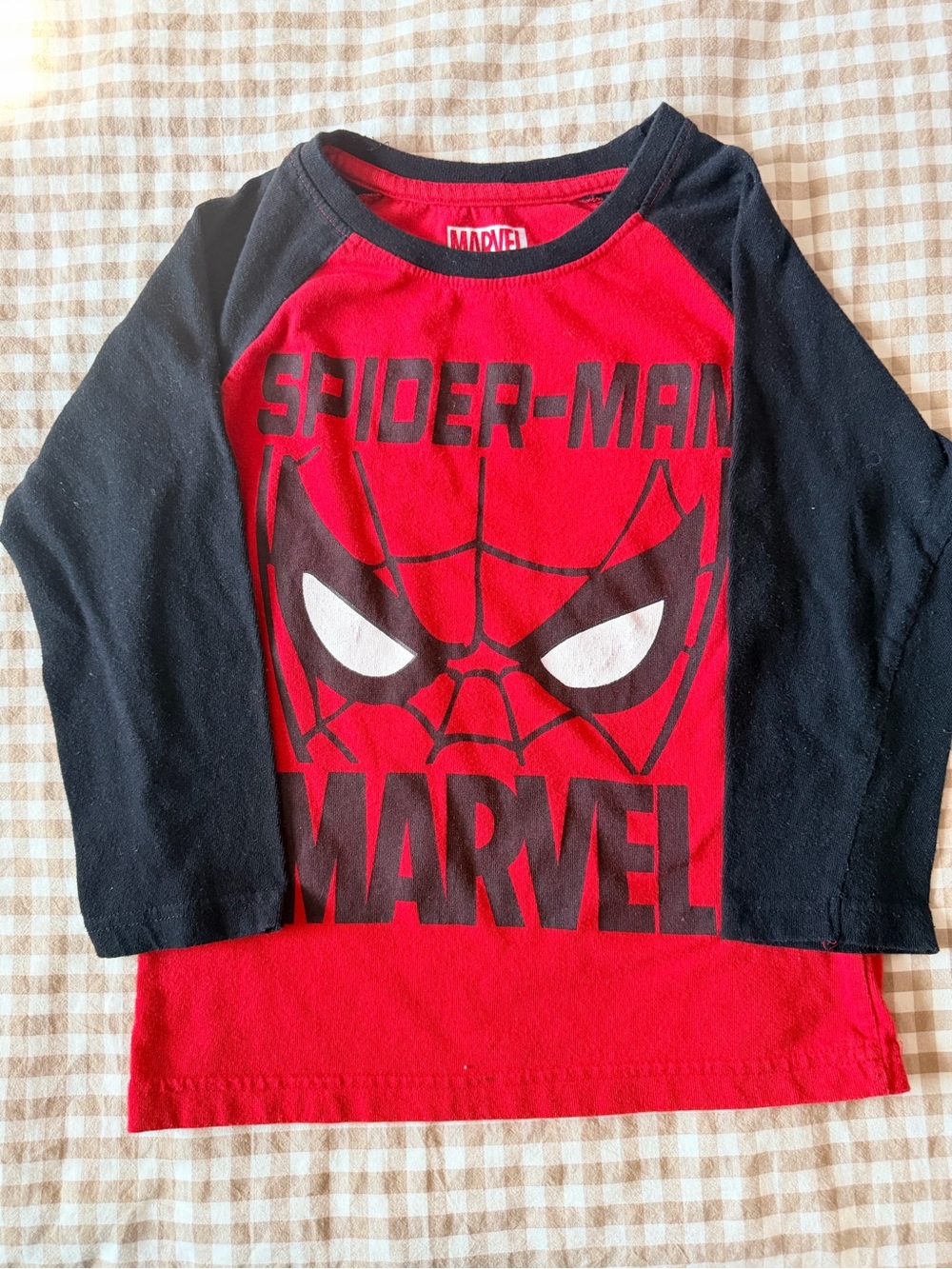 Marvel Spider-Man Kids Red & Black Baseball Tee